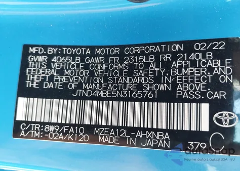 2022 Toyota Corolla Se z USA, uszkodzony, nr VIN JTND4MBE5N3165761